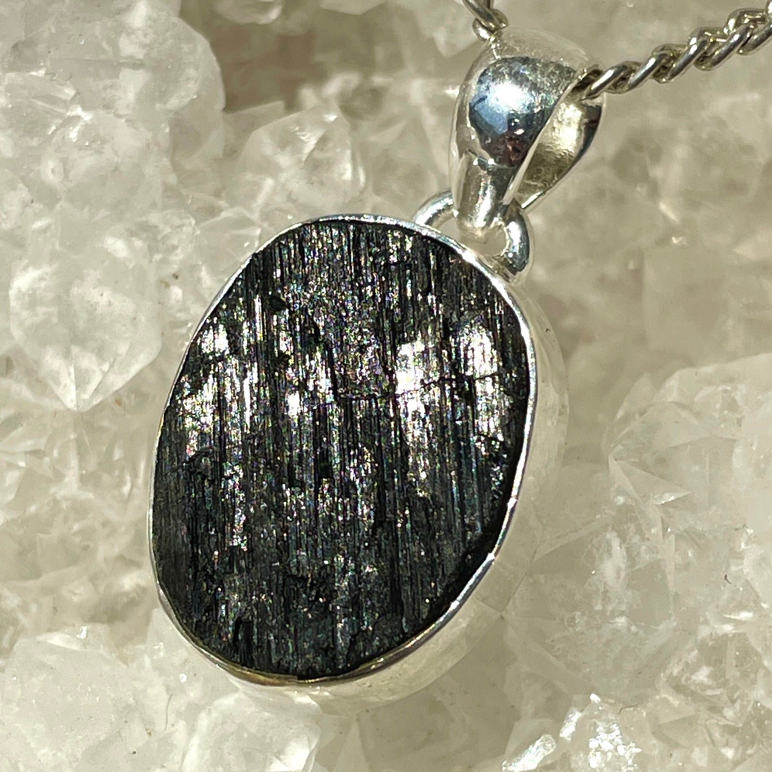 Black Tourmaline Silver Pendant - SP112 Black Tourmaline Silver Pendant - SP112